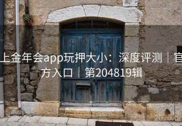 上金年会app玩押大小：深度评测｜官方入口｜第204819辑