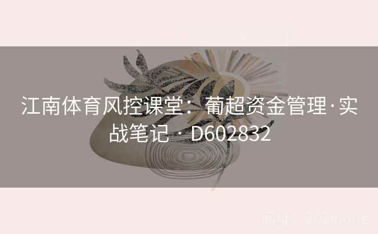 江南体育风控课堂：葡超资金管理·实战笔记 · D602832